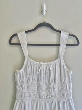Aritzia White Midi Sundress with Smocked Bodice
